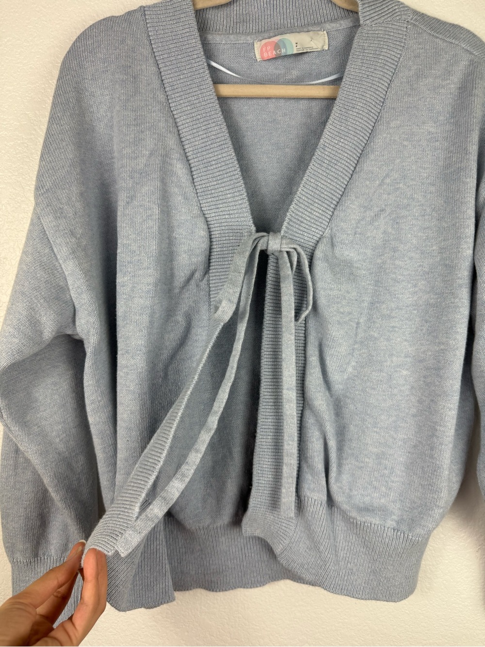 Free peoples Light Blue Tie-Front V-Neck Sweater and pants set size S - Picture 4 of 15